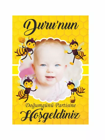 Arı Temalı Resimli Doğum Günü Pano Modelleri ve Fiyatları | Zajabaski