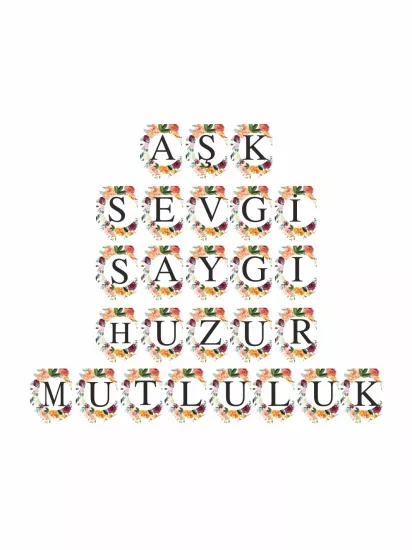 Aşk Sevgi Saygı Huzur Mutluluk Flama Banner Nikah Hatırası Modelleri ve Fiyatları