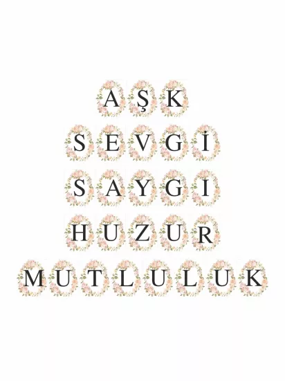 Aşk Sevgi Saygı Huzur Mutluluk Yazılı Nikah Flama Banner Modelleri ve Fiyatları