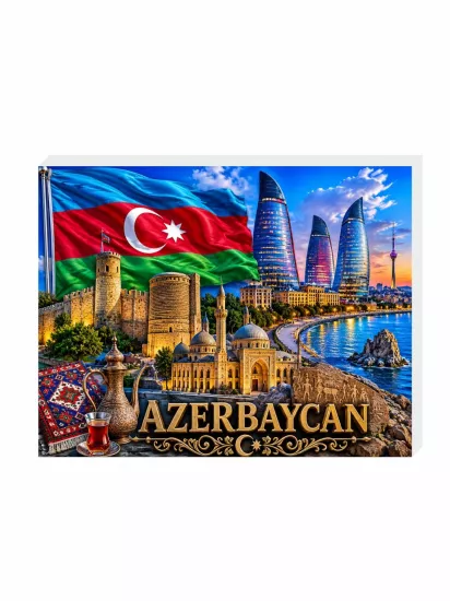 Azerbaycan Buzdolabı Süsü Magnet | Azerbaycan Hatıra Magnet | ZajaBaskı