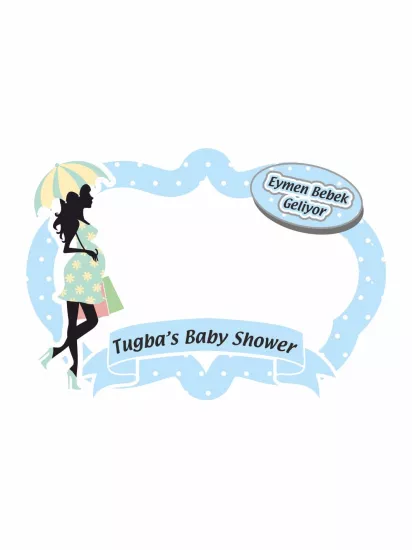 Baby Shower Partisi Hatıra Çerçevesi Mavi Puantiyeli 100x70 – Zajabaskı