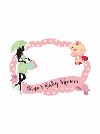Baby Shower Partisi Hatıra Çerçevesi Pembe Puantiyeli Kız Bebek 100x70 – Zajabaskı