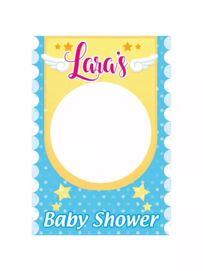 Baby Shower Yıldızlı Kanatlı Oval Fotoğraf Çekim Çerçevesi 100x70 cm | Zajabaskı