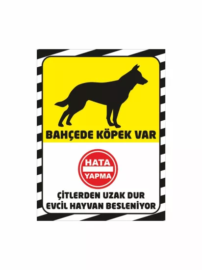 Bahçede Köpek Var Uyarı Levhası Sarı Zemin Modelleri ve Fiyatları | Zajabaskı