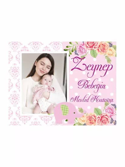 Zajabaskı Bebek Mevlid Magnet Pembe Çiçekli Fil Detaylı Kız Bebek Magnet Modelleri ve Fiyatları