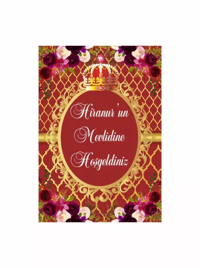 Bordo Gold Bebek Mevlit Afişi Vinil Baskı | Zajabaskı