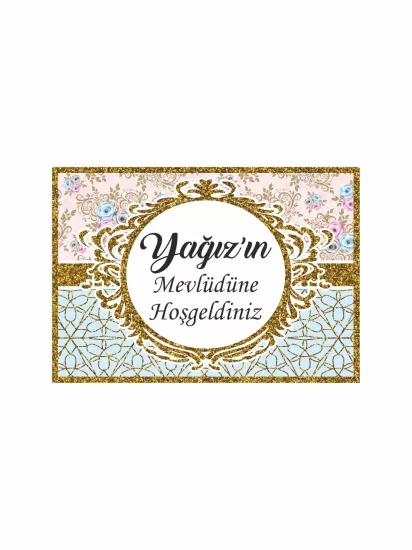 Gold Çerçeveli Bebek Mevlit Afişi Vinil Baskı | Zajabaskı
