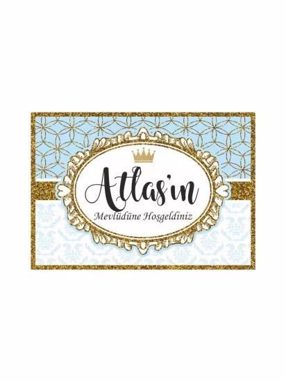 Mavi Gold Vintage Bebek Mevlit Afişi Vinil Baskı | Zajabaskı