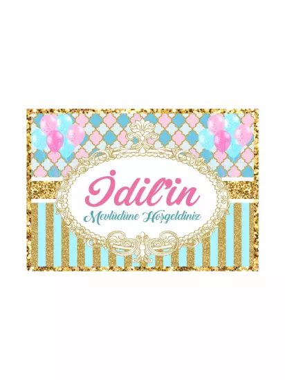 Pembe Mint Balonlu Bebek Mevlit Afişi | Zajabaskı