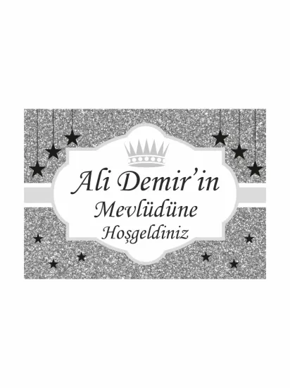 Gümüş Sim Zeminli Bebek Mevlüt Afişi | Zajabaskı