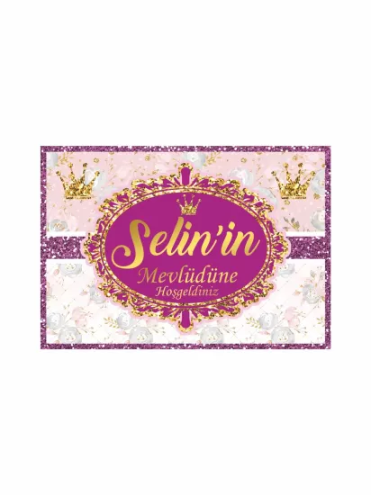 Mor Çerçeveli Bebek Mevlüt Afişi Vinil Baskı | Zajabaskı