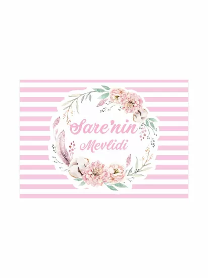 Soft Çiçek Çerçeveli Bebek Mevlüt Afişi | Zajabaskı