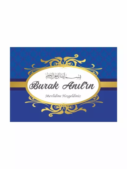Lacivert Gold Bebek Mevlüt Afişi Vinil Baskı | Zajabaskı