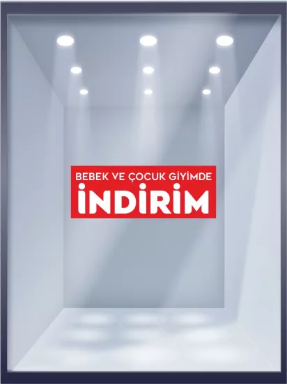 Bebek ve Çocuk Giyimde İndirim Vitrin Folyo Baskısı Hazır Görsel | Zajabaskı