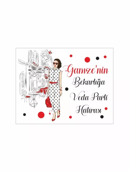 Bekarlığa Veda Partisi Afişi Şehirli Modern Kadın Kırmızı Detay Tema Modelleri ve Fiyatları | Zajabaski.com