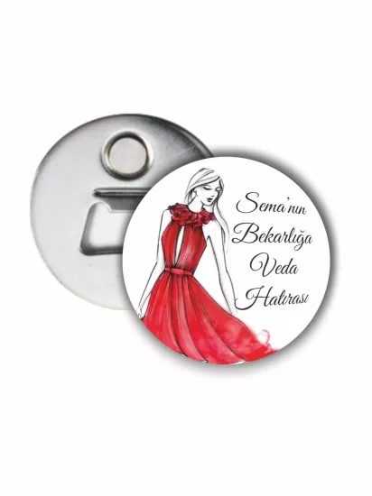 Kırmızı Elbiseli Fashion Gelin Açacak Magnet | Zaja Baskı