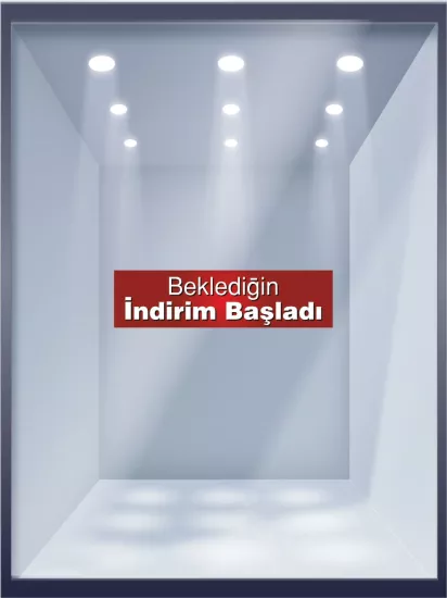 Beklediğin İndirim Başladı Vitrin Folyo Baskısı Hazır Görsel | Zajabaskı