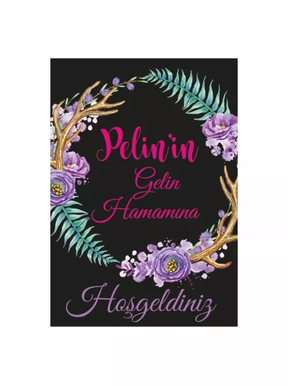 Boho Çiçek Temalı Gelin Hamamı Ayaklı Karşılama Pano Modelleri ve Fiyatları | ZajaBaskı