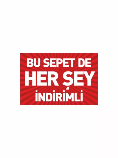 Bu Sepette Her Şey İndirimli PVC Etiket | Mandallı Kampanya Kartı | Zajabaskı