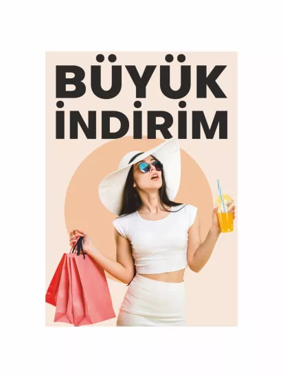 Büyük İndirim Yazılı Resimli Mağaza İç Mekan Ayaklı Karşılama Panosu | Zajabaskı