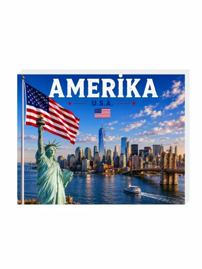 Amerika Buzdolabı Magnet Süsü 9x7 cm | ABD Hatıra Magneti | ZajaBaskı