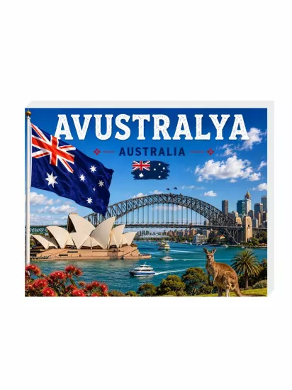 Avustralya Buzdolabı Magnet Süsü 9x7 cm | Avustralya Hatıra Magneti | ZajaBaskı