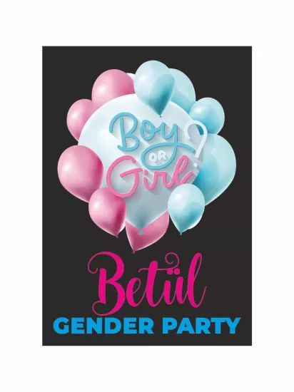 Cinsiyet Partisi Afişi Boy Or Girl 3D Balon Siyah Zemin Modelleri ve Fiyatları | Zajabaskı