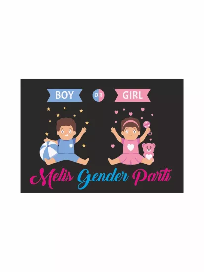 Cinsiyet Partisi Afişi Boy Or Girl Erkek Kız Bebek Figürlü Modelleri ve Fiyatları | Zajabaskı