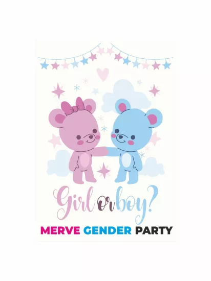 Cinsiyet Partisi Afişi Girl Or Boy Ayıcık Figürlü Modelleri ve Fiyatları | Zajabaskı