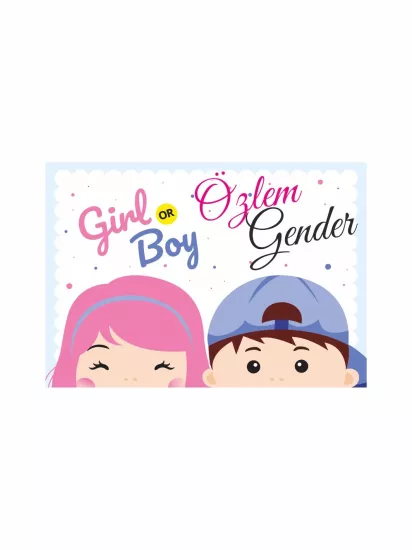 Cinsiyet Partisi Afişi Girl Or Boy Çizgi Bebek Yüzlü Modelleri ve Fiyatları | Zajabaskı