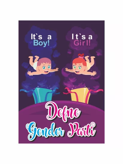 Cinsiyet Partisi Afişi Its a Boy Its a Girl Çizgi Karakterli Modelleri ve Fiyatları | Zajabaskı