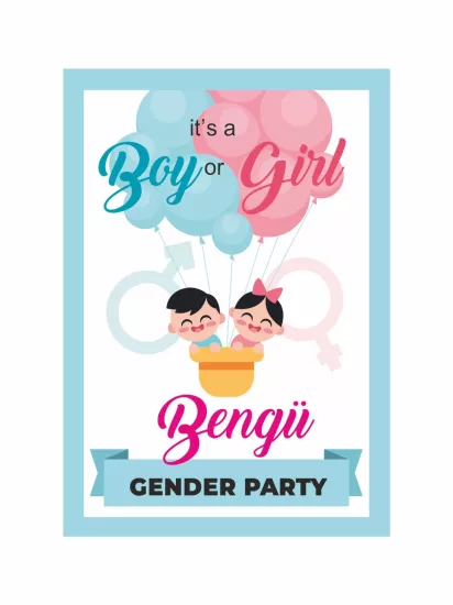 Cinsiyet Partisi Afişi Its a Boy Or Girl Balonlu Bebek Figürlü Modelleri ve Fiyatları | Zajabaskı