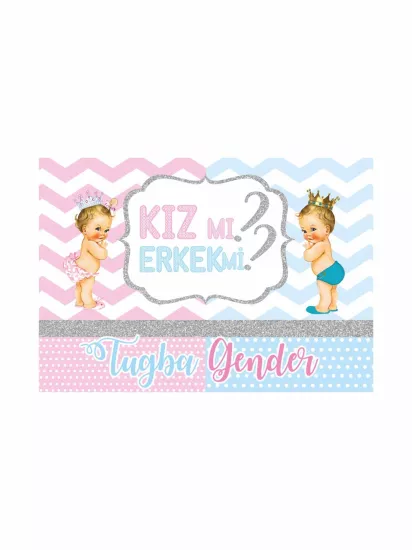 Cinsiyet Partisi Afişi Kız mı Erkek mi Retro Bebek Konsept Modelleri ve Fiyatları | Zajabaskı