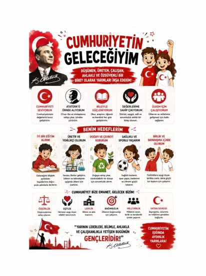 Cumhuriyetin Geleceğiyim Afişi Sınıf Öğrenci Okul Eğitici Afişi | ZajaBaskı