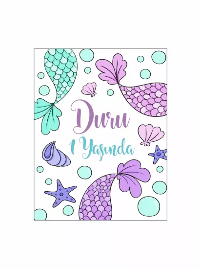 Deniz Kızı Kuyruk Temalı Doğum Günü Magneti | Foto Magnet – Zajabaskı