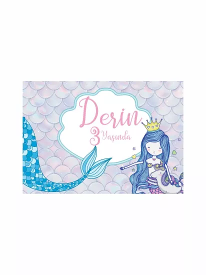 Deniz Kızı Tema Doğum Günü Afişi | Mermaid Konsept Parti Afişi | Zajabaskı