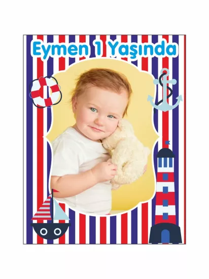 Denizci Tema Doğum Günü Magneti | Resimli Foto Magnet – Zajabaskı