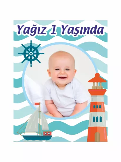 Denizci Temalı Erkek Bebek 1 Yaş Magneti | Fotoğraflı Magnet – Zajabaskı