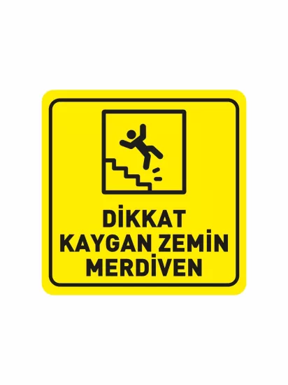 Dikkat Kaygan Zemin Merdiven Folyo Sticker Etiket 15x15 cm Modelleri ve Fiyatları | ZajaBaskı