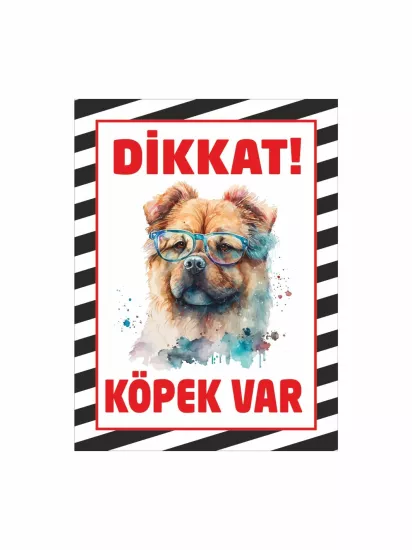 Dikkat Köpek Var Gözlüklü Köpek Tasarımlı Uyarı Levhası Modelleri ve Fiyatları | Zajabaskı