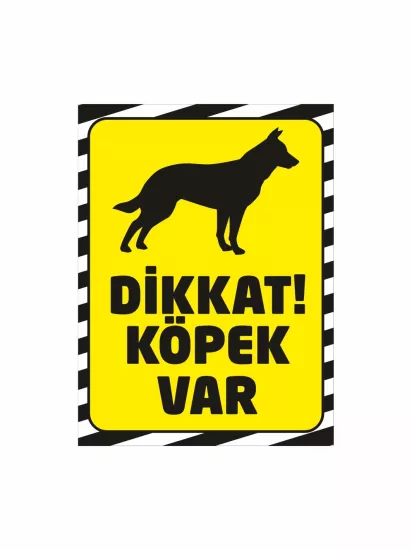Dikkat Köpek Var Sarı Zemin Siyah Köpek Siluet Uyarı Levhası Modelleri ve Fiyatları | Zajabaskı