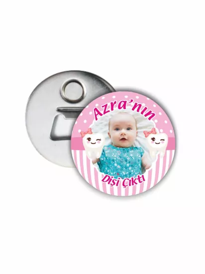 Diş Buğdayı Fotoğraflı Bebek Dişi Çıktı Temalı Pembe Çizgili Açacak Magnet Modelleri ve Fiyatları | Zajabaski.com