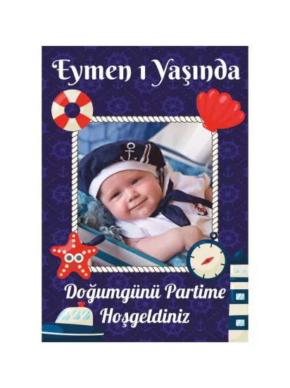 Doğum Günü Ayaklı Karşılama Panosu Denizci Bebek Temalı Fotoğraflı Erkek Bebek 1 Yaş Parti Konsept Modelleri ve Fiyatları | Zajabaskı
