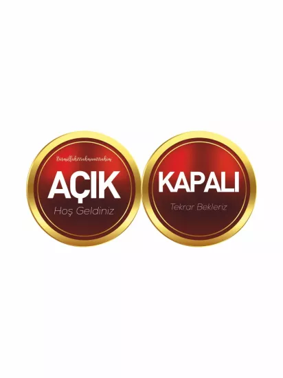 Dükkan İşyeri Mağaza Açık Kapalı Levhası Bordo Gold Geçişli 30x30 Modelleri ve Fiyatları | Zajabaskı