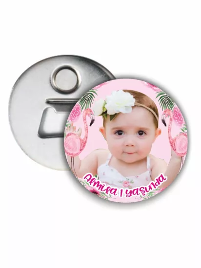 Flamingo Konsept Resimli Doğum Günü Açacak Magnet 58mm | ZAJABASKI