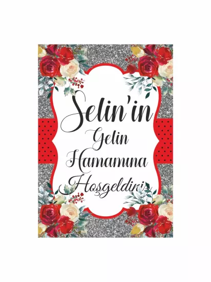 Gelin Hamamı Ayaklı Karşılama Pano Gümüş Sim Zemin Boho Çiçekler Tema Modelleri ve Fiyatları | ZajaBaskı