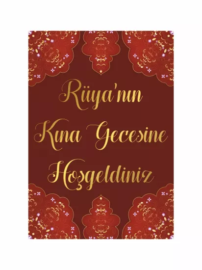 Gelin Kına Hatırası Ayaklı Karşılama Panosu Motif Zeminli Tema Modelleri ve Fiyatları | Zajabaskı