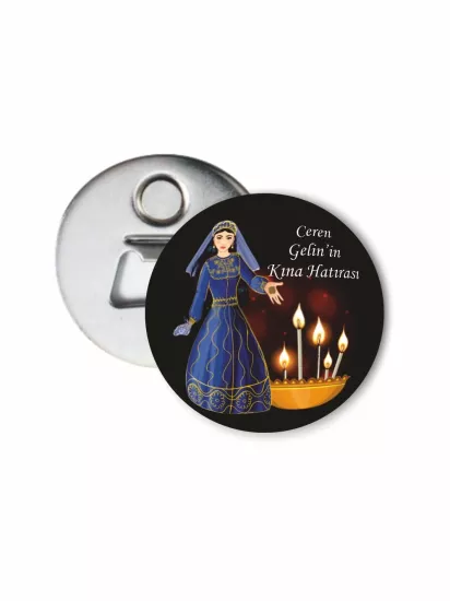 Gelin Kına Hediyelik Açacak Magnet Bindallı Konsept | 58mm Magnet Açacak | Zajabaskı