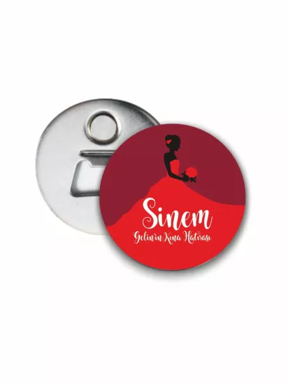 Gelin Konsept Kına Gecesi Hediyelik Açacak Magneti | 58mm Magnet Açacak | Zajabaskı