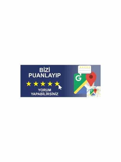 Google Haritalar Puanlama ve Yorum Levhası 50x20cm | QR Kodlu İşletme Levhası | Zajabaskı